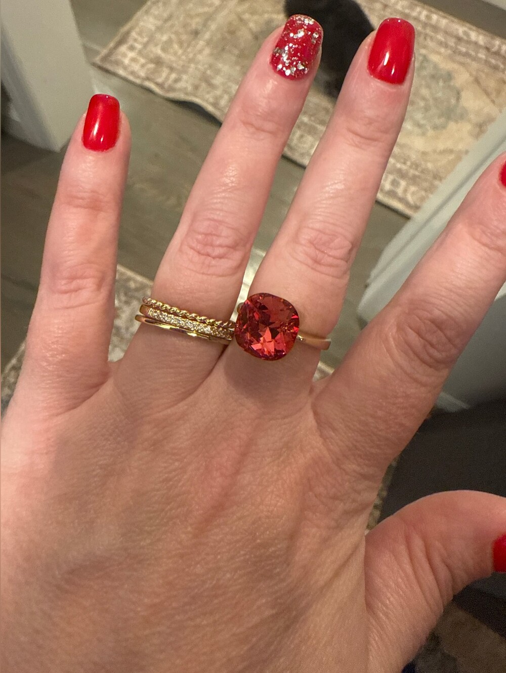 BAR, Kat Pale Lobster K9 Crystal Ring In Silver Or Gold, NIP - Picture 7 of 7